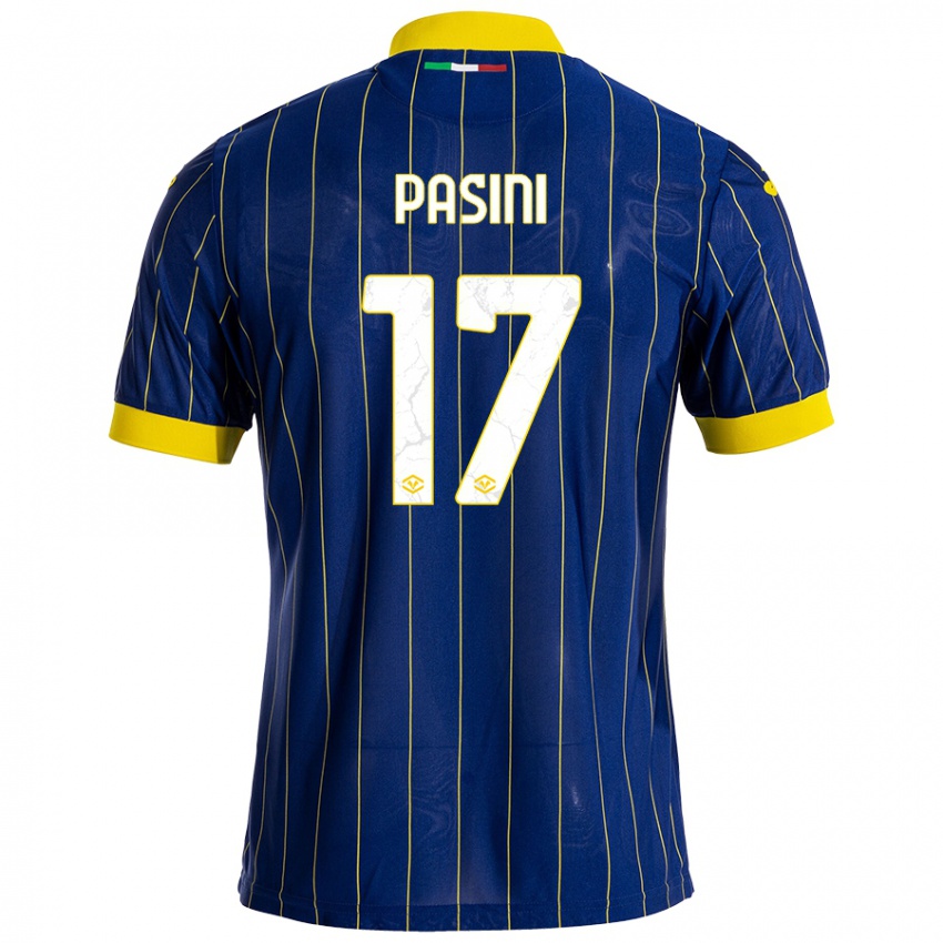 Niño Camiseta Veronica Pasini #17 Azul Amarillo 1ª Equipación 2024/25 La Camisa Perú