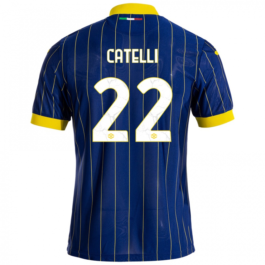 Niño Camiseta Anna Catelli #22 Azul Amarillo 1ª Equipación 2024/25 La Camisa Perú