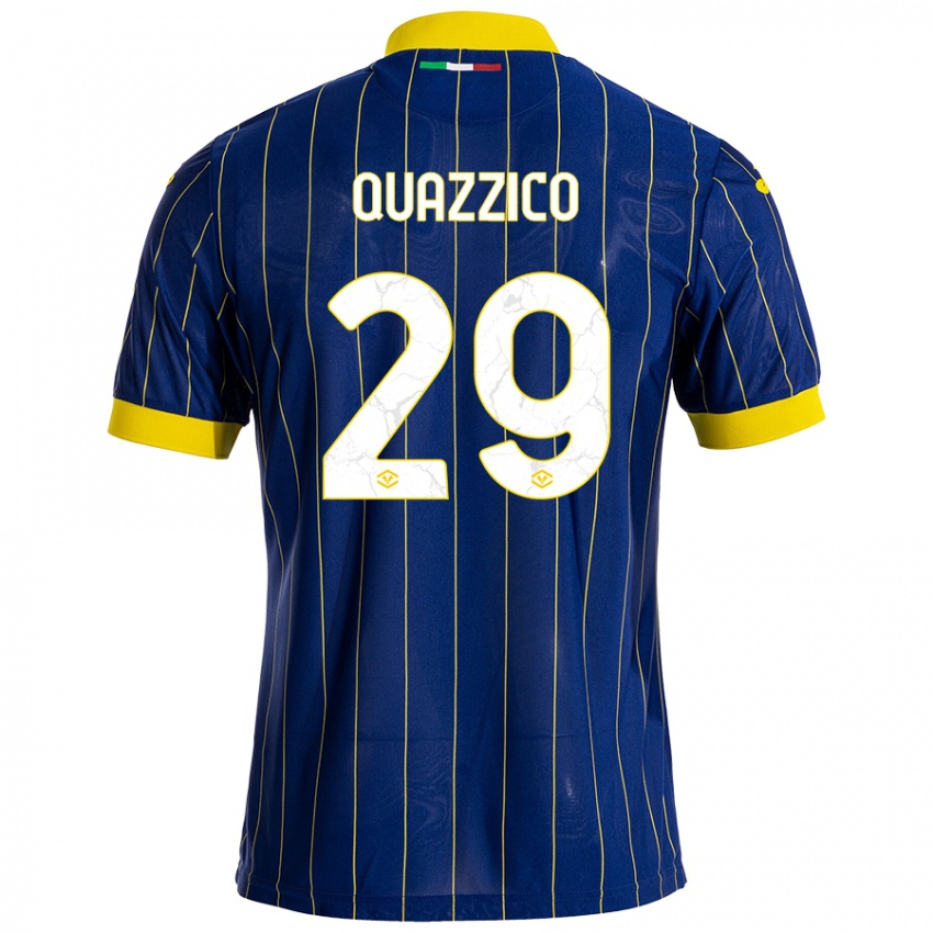 Niño Camiseta Francesca Quazzico #29 Azul Amarillo 1ª Equipación 2024/25 La Camisa Perú