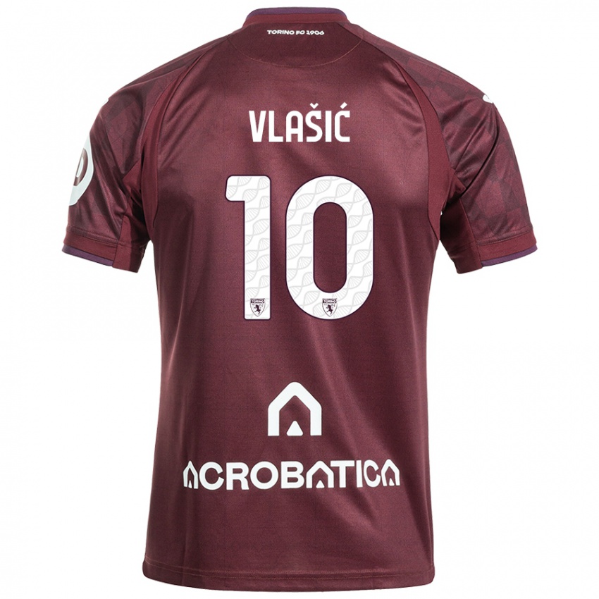 Niño Camiseta Nikola Vlasic #10 Granate Blanco 1ª Equipación 2024/25 La Camisa Perú