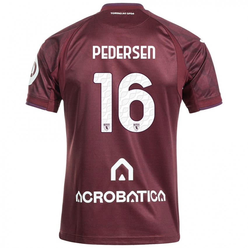 Niño Camiseta Marcus Pedersen #16 Granate Blanco 1ª Equipación 2024/25 La Camisa Perú