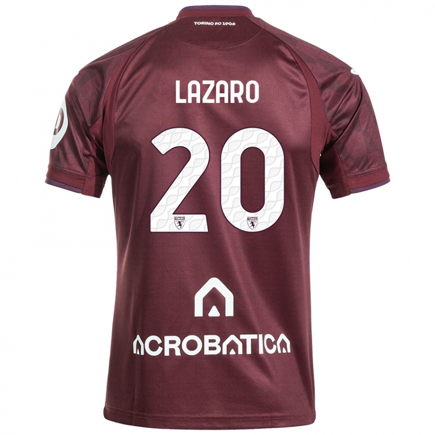 Niño Camiseta Valentino Lazaro #20 Granate Blanco 1ª Equipación 2024/25 La Camisa Perú