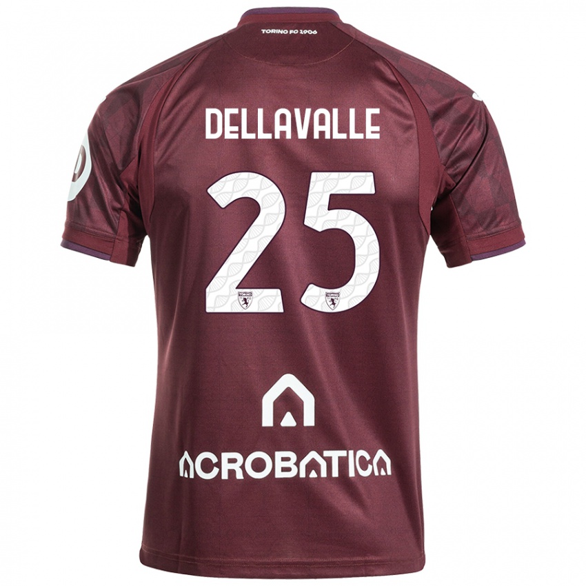 Niño Camiseta Alessandro Dellavalle #25 Granate Blanco 1ª Equipación 2024/25 La Camisa Perú