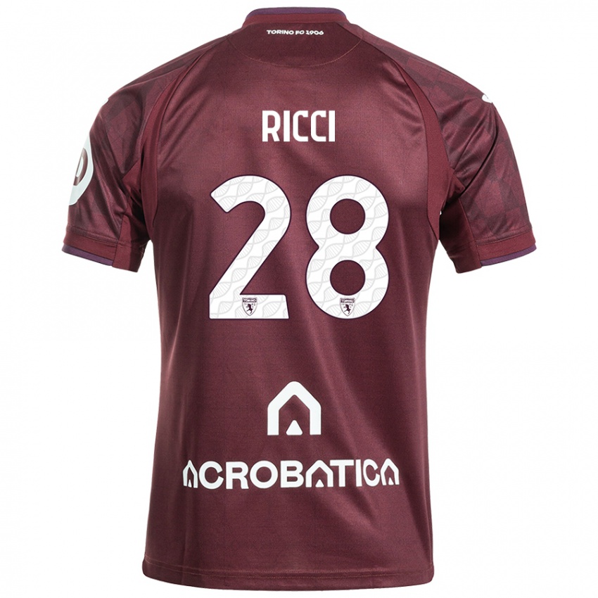 Niño Camiseta Samuele Ricci #28 Granate Blanco 1ª Equipación 2024/25 La Camisa Perú