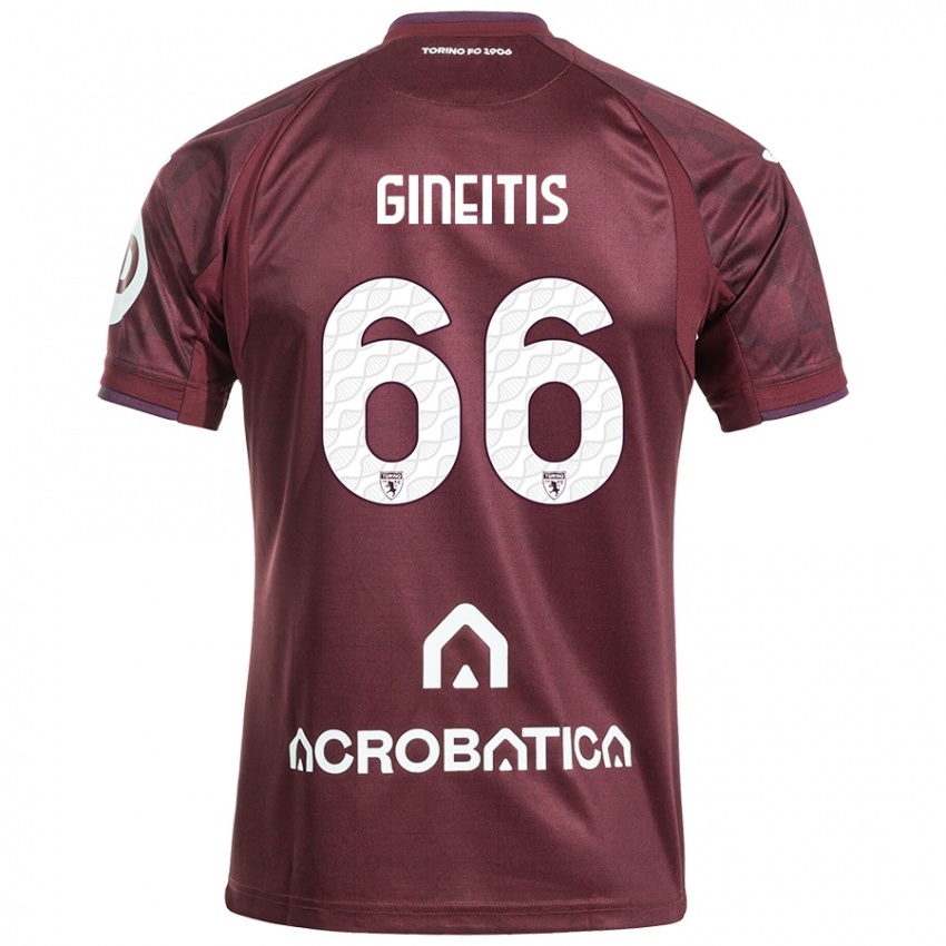 Niño Camiseta Gvidas Gineitis #66 Granate Blanco 1ª Equipación 2024/25 La Camisa Perú