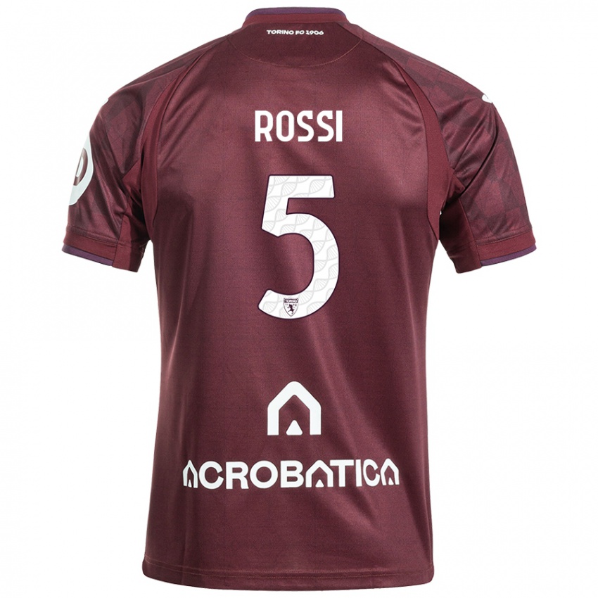 Niño Camiseta Simone Rossi #5 Granate Blanco 1ª Equipación 2024/25 La Camisa Perú