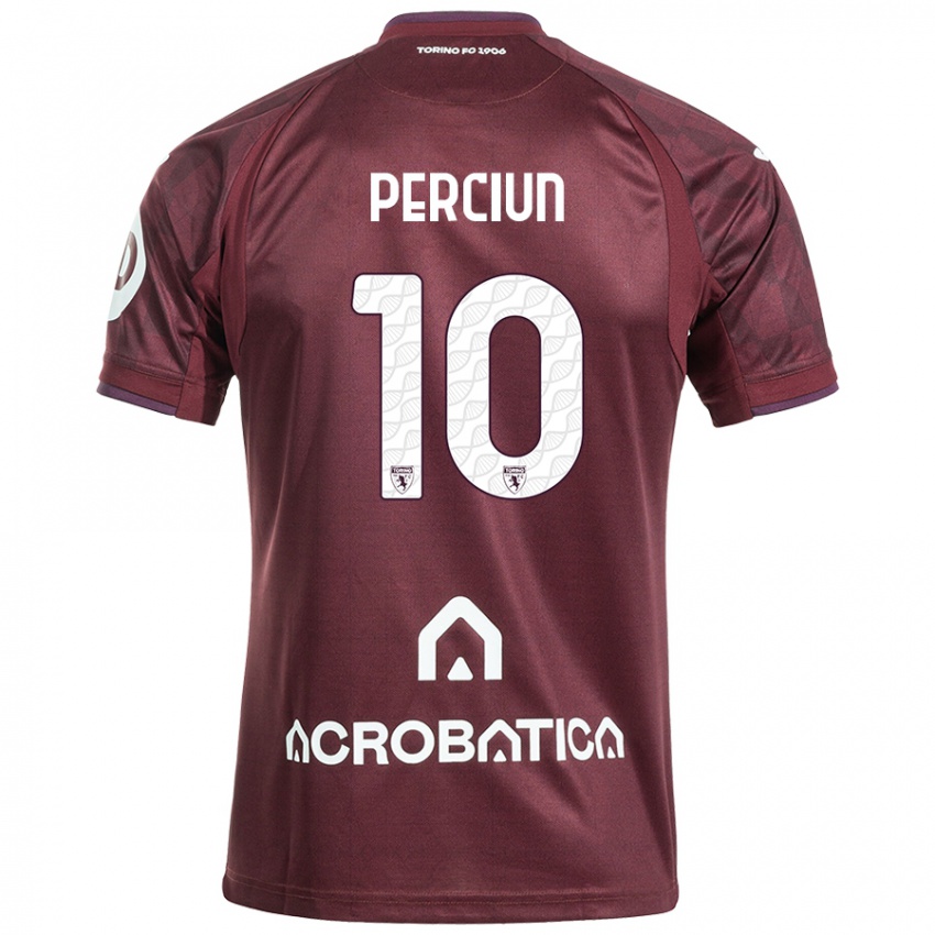 Niño Camiseta Sergiu Perciun #10 Granate Blanco 1ª Equipación 2024/25 La Camisa Perú