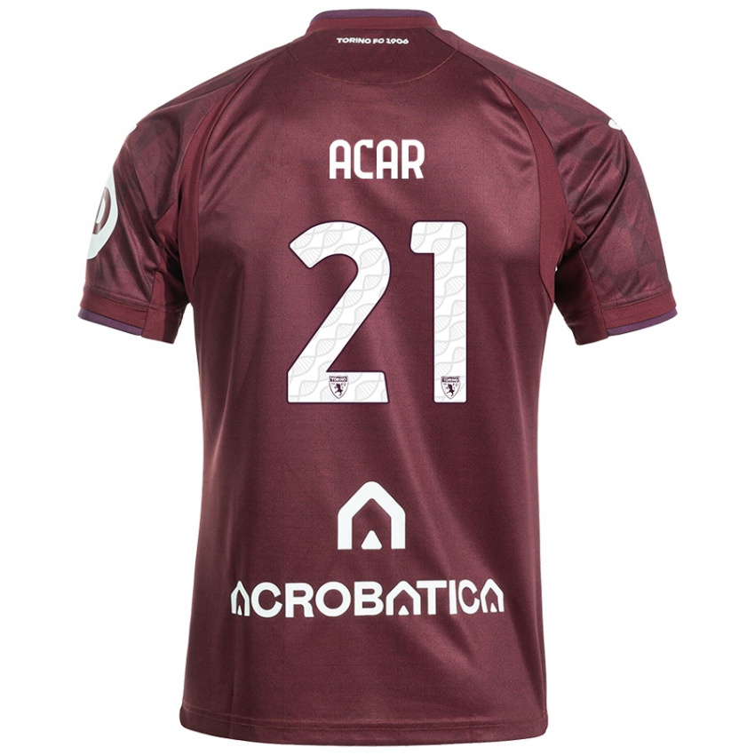 Niño Camiseta Emirhan Acar #21 Granate Blanco 1ª Equipación 2024/25 La Camisa Perú