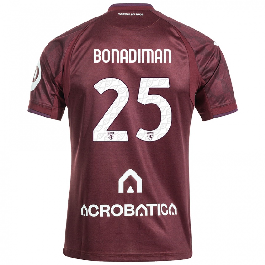 Niño Camiseta Matteo Bonadiman #25 Granate Blanco 1ª Equipación 2024/25 La Camisa Perú