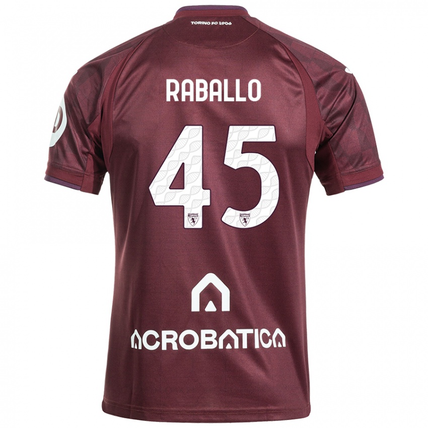 Niño Camiseta Alessio Raballo #45 Granate Blanco 1ª Equipación 2024/25 La Camisa Perú