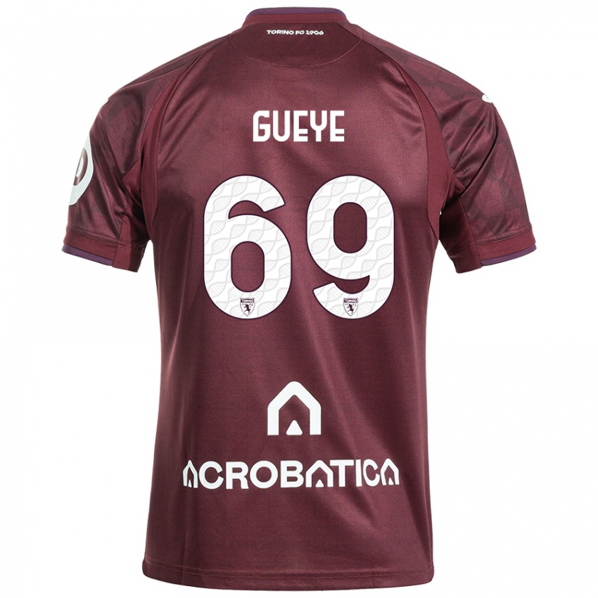 Niño Camiseta Ousmane Gueye #69 Granate Blanco 1ª Equipación 2024/25 La Camisa Perú