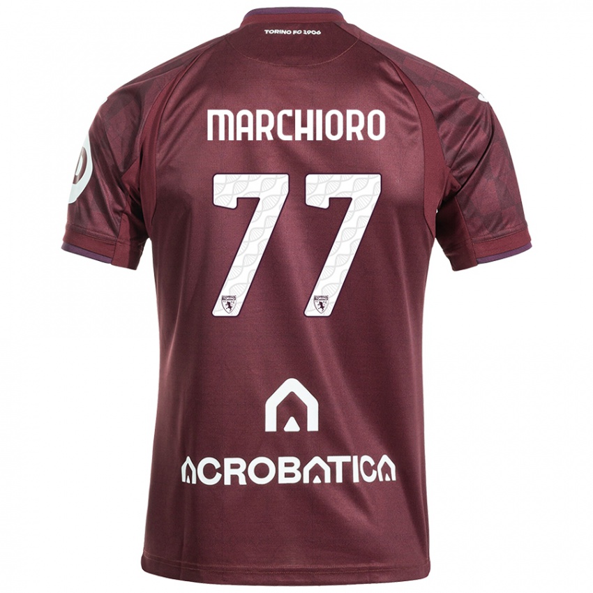 Niño Camiseta Raffaele Marchioro #77 Granate Blanco 1ª Equipación 2024/25 La Camisa Perú