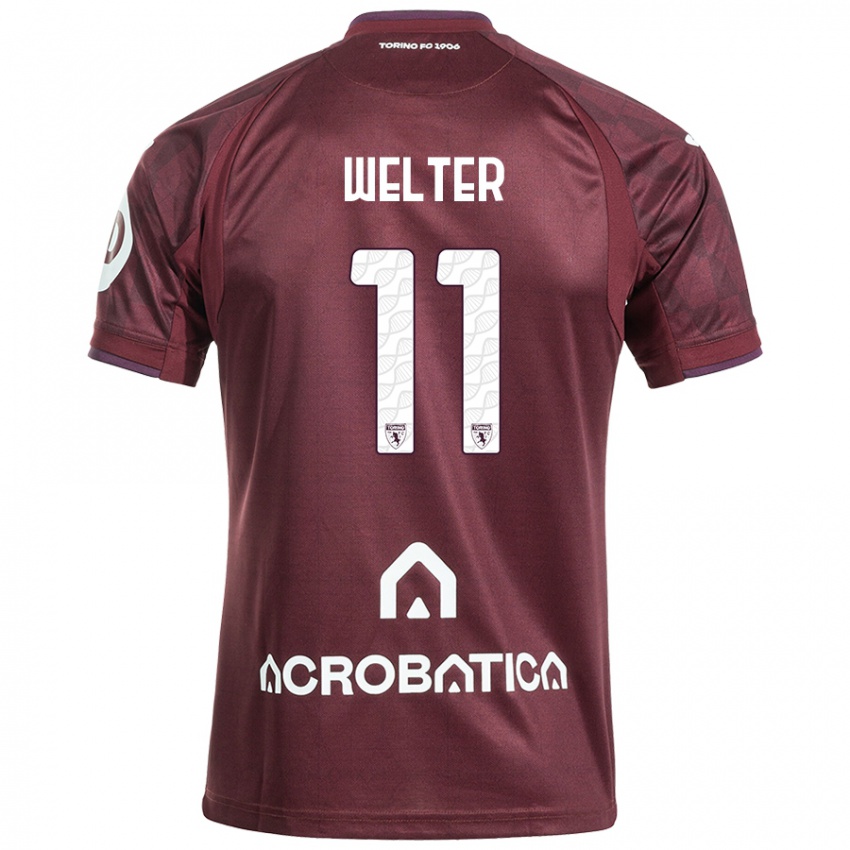 Niño Camiseta Francesca Welter #11 Granate Blanco 1ª Equipación 2024/25 La Camisa Perú