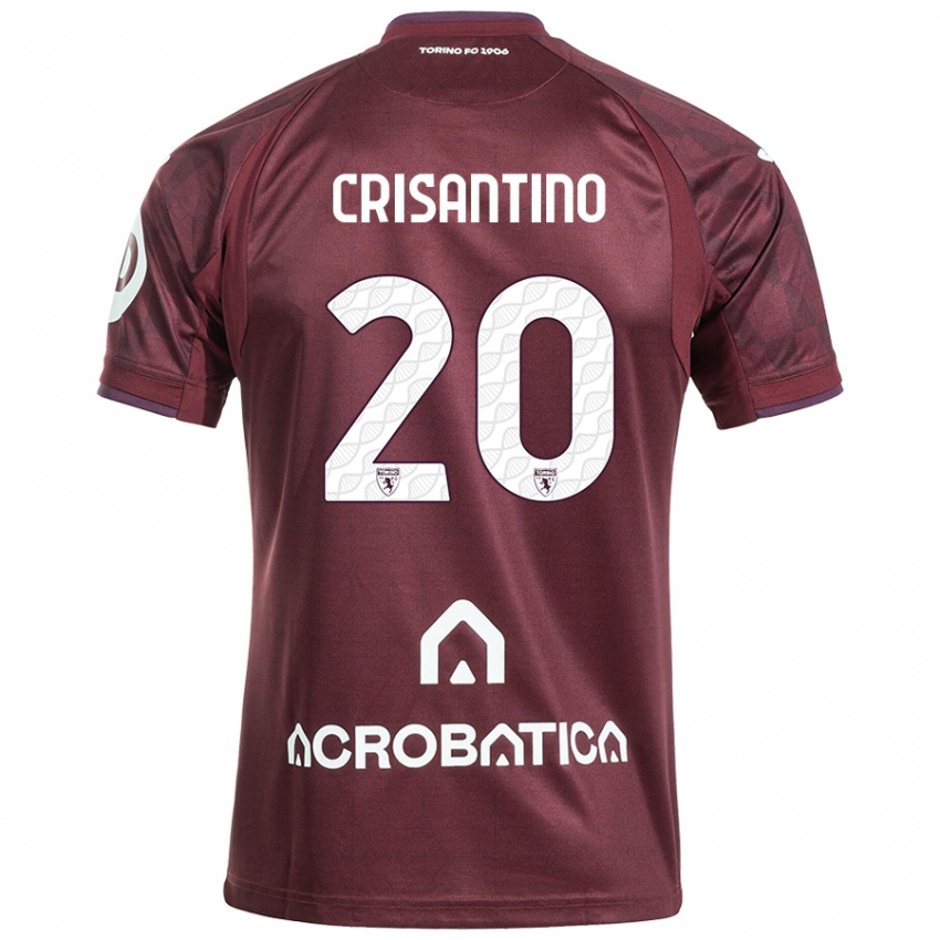 Niño Camiseta Giulia Crisantino #20 Granate Blanco 1ª Equipación 2024/25 La Camisa Perú