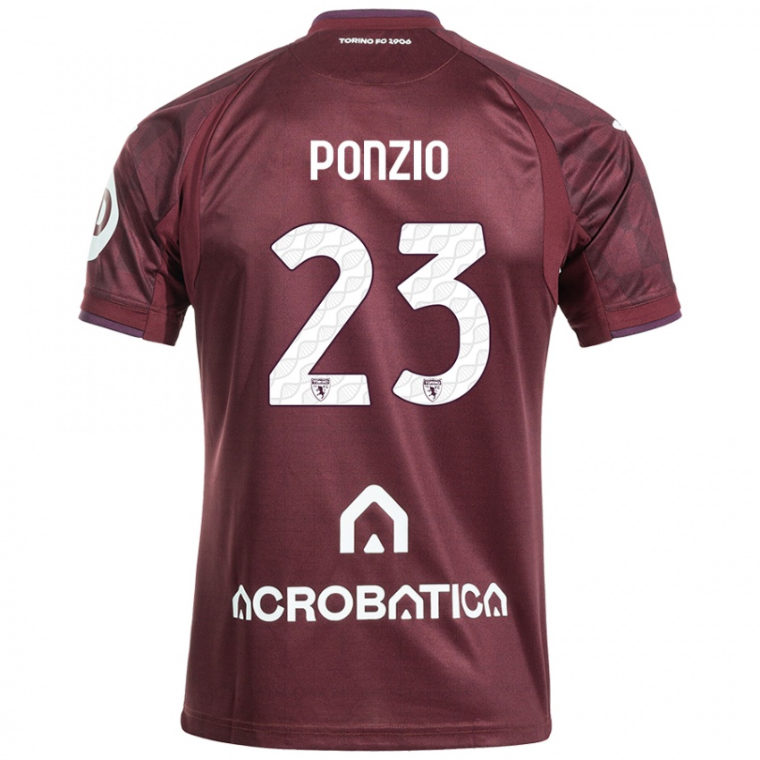 Niño Camiseta Erika Ponzio #23 Granate Blanco 1ª Equipación 2024/25 La Camisa Perú