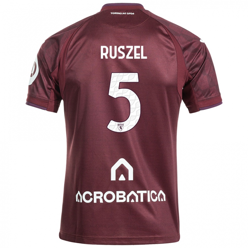 Niño Camiseta Marcel Ruszel #5 Granate Blanco 1ª Equipación 2024/25 La Camisa Perú