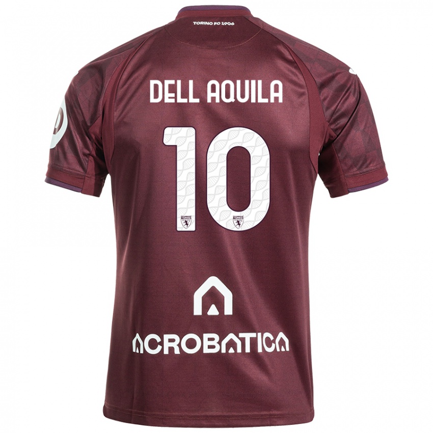 Niño Camiseta Francesco Dell'aquila #10 Granate Blanco 1ª Equipación 2024/25 La Camisa Perú