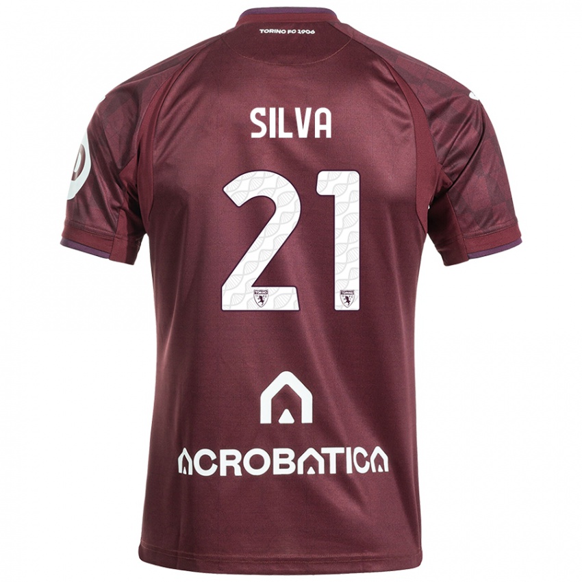 Niño Camiseta Jonathan Silva #21 Granate Blanco 1ª Equipación 2024/25 La Camisa Perú