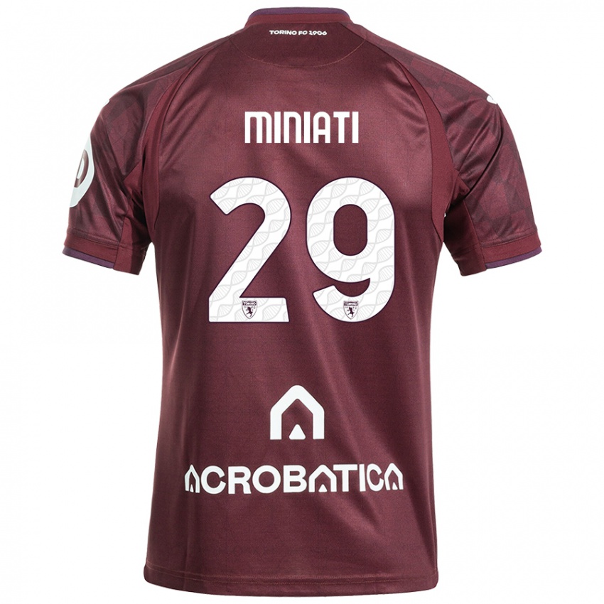 Niño Camiseta Elisa Miniati #29 Granate Blanco 1ª Equipación 2024/25 La Camisa Perú