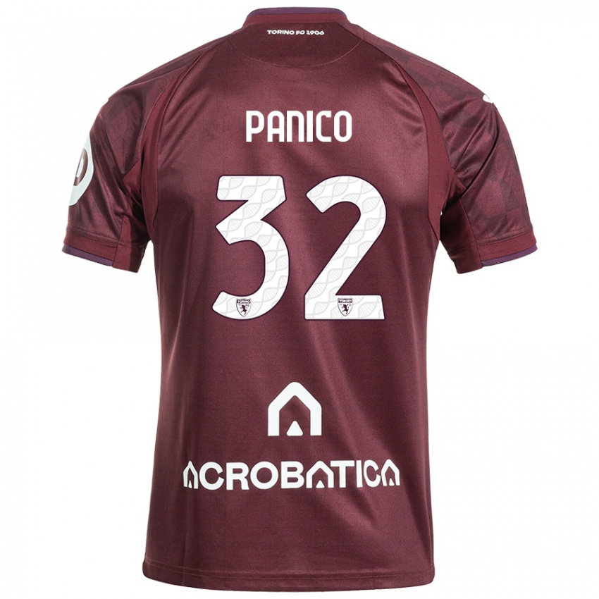 Niño Camiseta Patrizia Panico #32 Granate Blanco 1ª Equipación 2024/25 La Camisa Perú