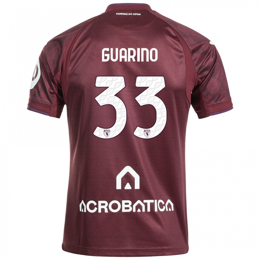 Niño Camiseta Rita Guarino #33 Granate Blanco 1ª Equipación 2024/25 La Camisa Perú