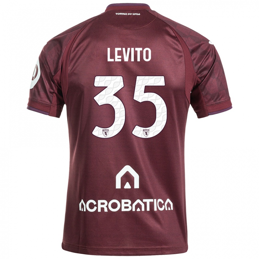 Niño Camiseta Isabeau Levito #35 Granate Blanco 1ª Equipación 2024/25 La Camisa Perú