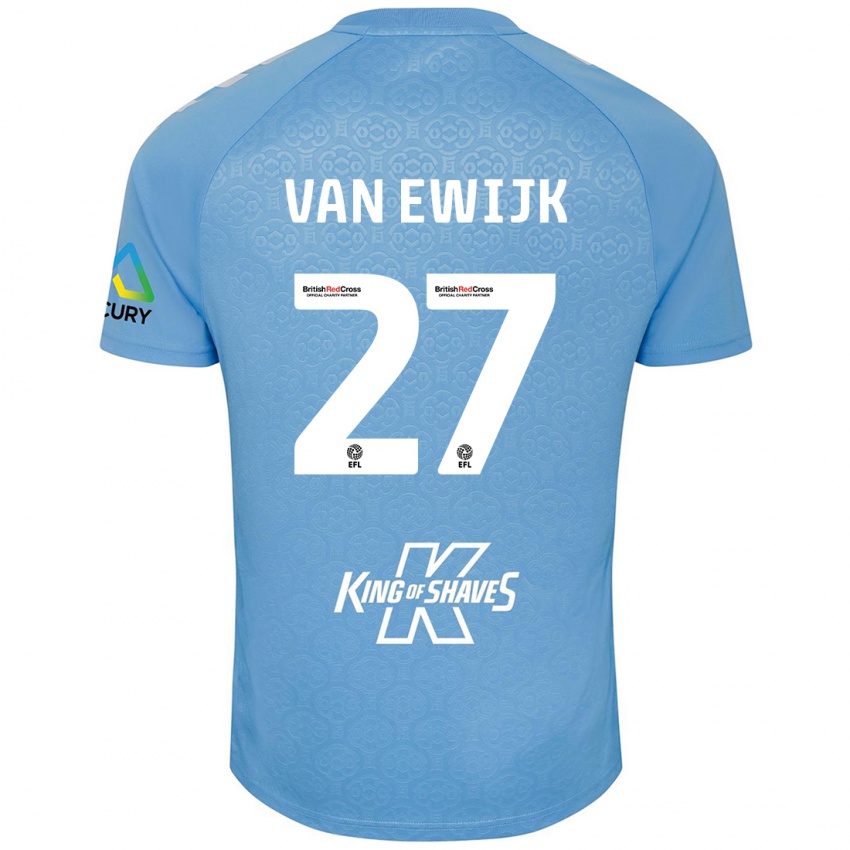 Niño Camiseta Milan Van Ewijk #27 Azul Blanco 1ª Equipación 2024/25 La Camisa Perú