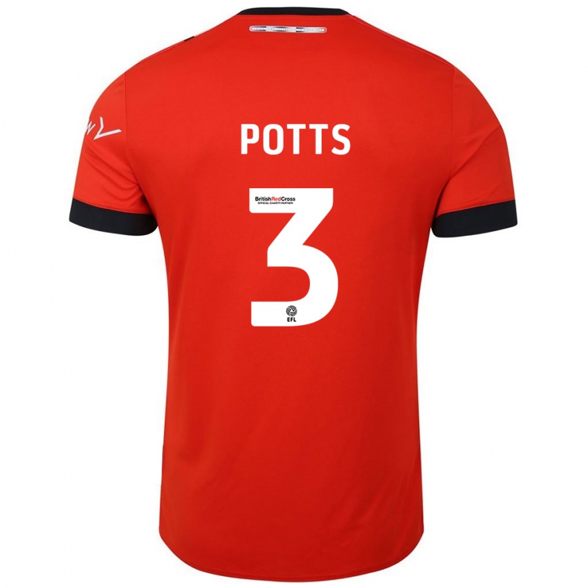 Niño Camiseta Dan Potts #3 Naranja Negro 1ª Equipación 2024/25 La Camisa Perú