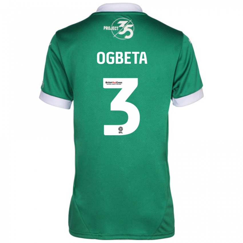 Niño Camiseta Nathanael Ogbeta #3 Verde Blanco 1ª Equipación 2024/25 La Camisa Perú