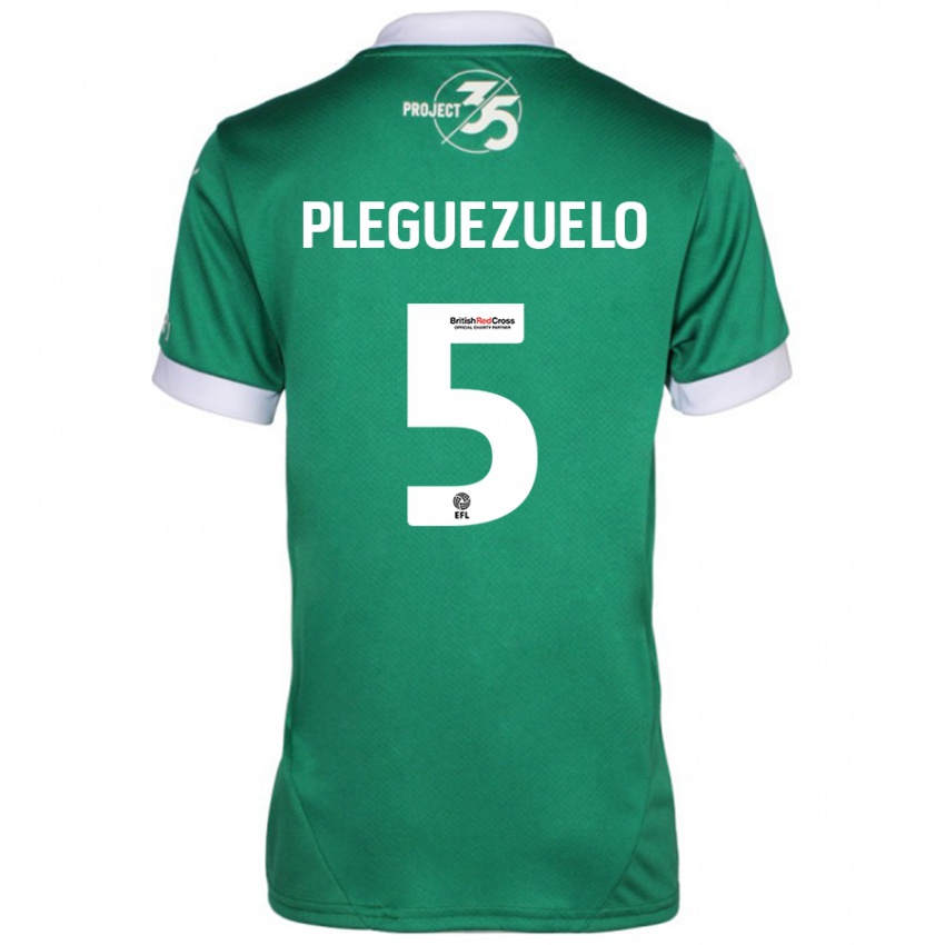 Niño Camiseta Julio Pleguezuelo #5 Verde Blanco 1ª Equipación 2024/25 La Camisa Perú