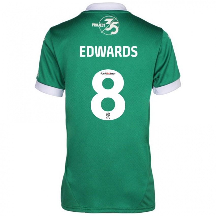 Niño Camiseta Joe Edwards #8 Verde Blanco 1ª Equipación 2024/25 La Camisa Perú