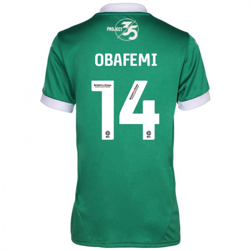 Niño Camiseta Michael Obafemi #14 Verde Blanco 1ª Equipación 2024/25 La Camisa Perú