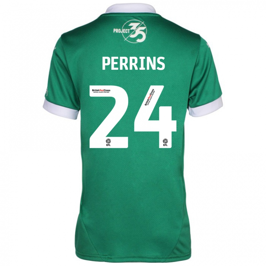 Niño Camiseta Grace Perrins #24 Verde Blanco 1ª Equipación 2024/25 La Camisa Perú