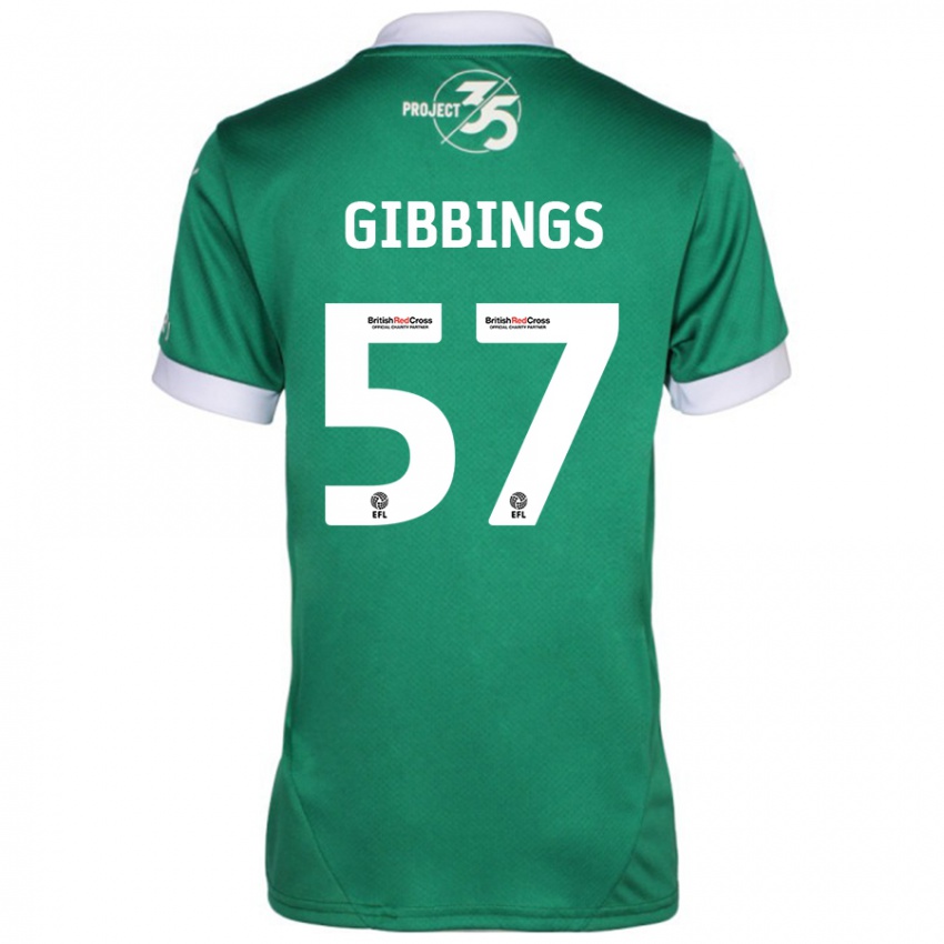 Niño Camiseta Cole Gibbings #57 Verde Blanco 1ª Equipación 2024/25 La Camisa Perú