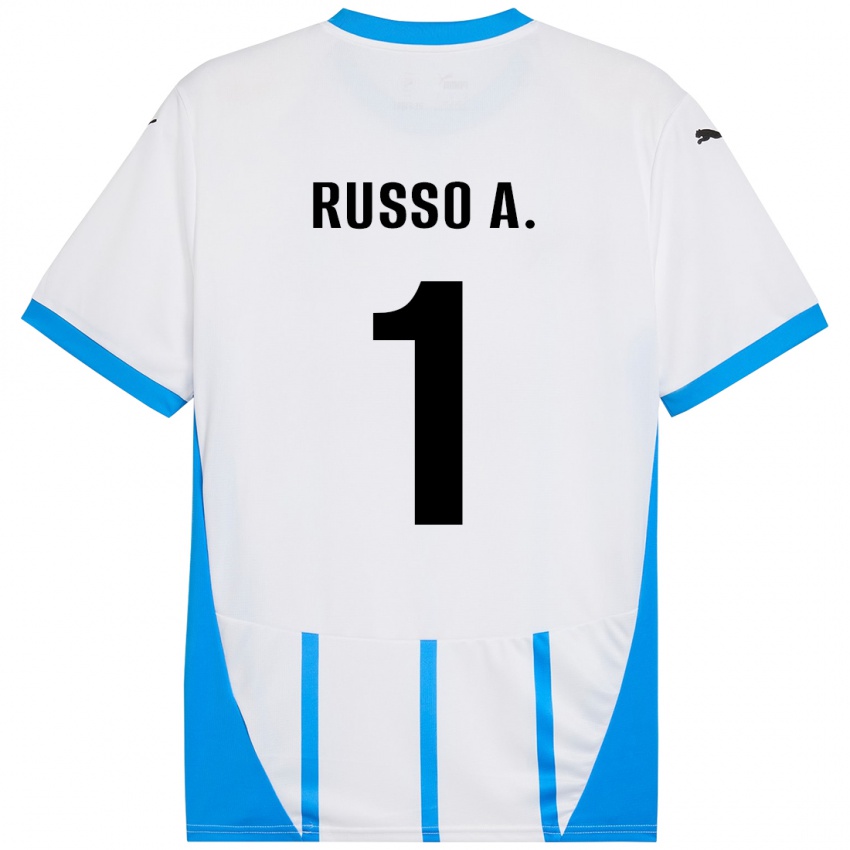 Niño Camiseta Alessandro Russo #1 Blanco Azul 2ª Equipación 2024/25 La Camisa Perú