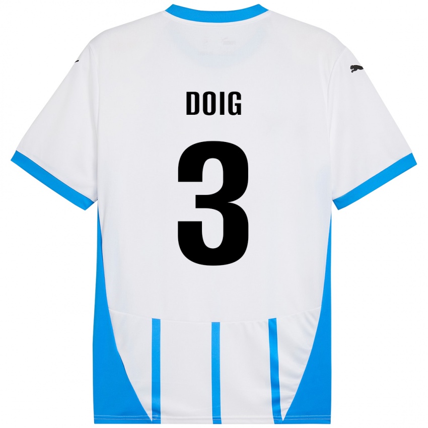 Niño Camiseta Josh Doig #3 Blanco Azul 2ª Equipación 2024/25 La Camisa Perú