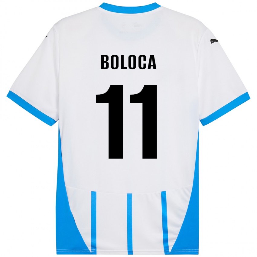 Niño Camiseta Daniel Boloca #11 Blanco Azul 2ª Equipación 2024/25 La Camisa Perú