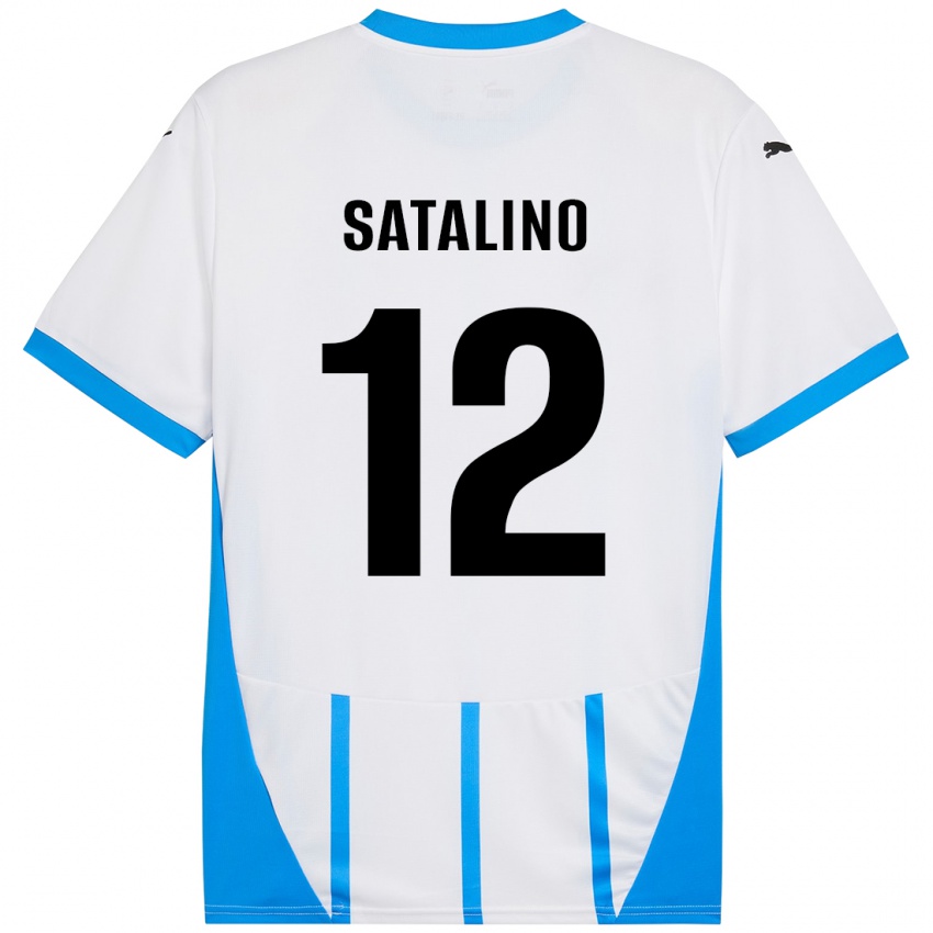 Niño Camiseta Giacomo Satalino #12 Blanco Azul 2ª Equipación 2024/25 La Camisa Perú