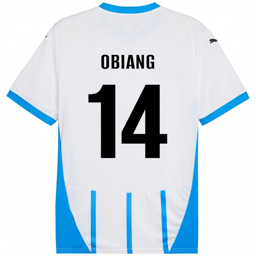 Niño Camiseta Pedro Obiang #14 Blanco Azul 2ª Equipación 2024/25 La Camisa Perú