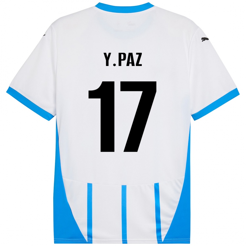 Niño Camiseta Yeferson Paz #17 Blanco Azul 2ª Equipación 2024/25 La Camisa Perú