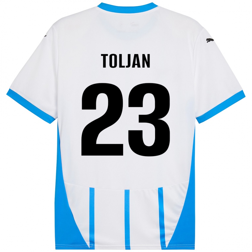 Niño Camiseta Jeremy Toljan #23 Blanco Azul 2ª Equipación 2024/25 La Camisa Perú