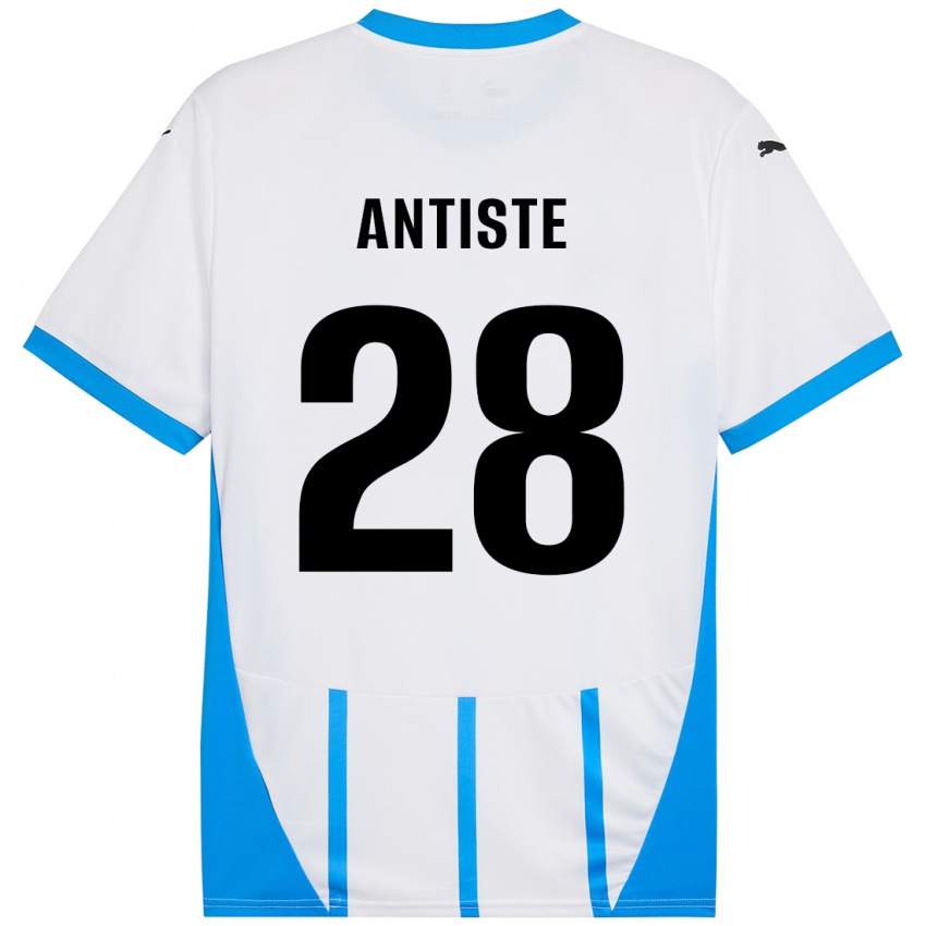 Niño Camiseta Janis Antiste #28 Blanco Azul 2ª Equipación 2024/25 La Camisa Perú