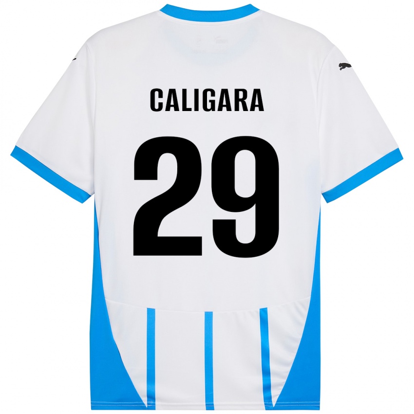 Niño Camiseta Fabrizio Caligara #29 Blanco Azul 2ª Equipación 2024/25 La Camisa Perú