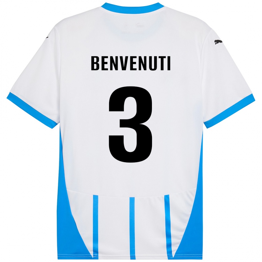 Niño Camiseta Tommaso Benvenuti #3 Blanco Azul 2ª Equipación 2024/25 La Camisa Perú