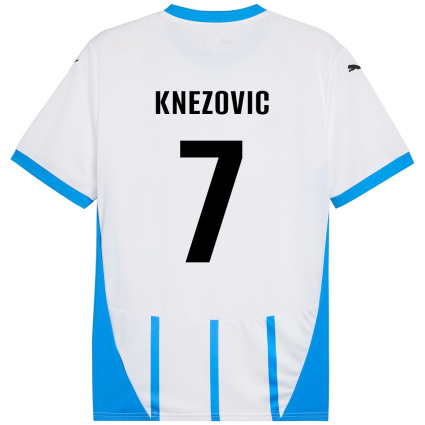 Niño Camiseta Borna Knezovic #7 Blanco Azul 2ª Equipación 2024/25 La Camisa Perú