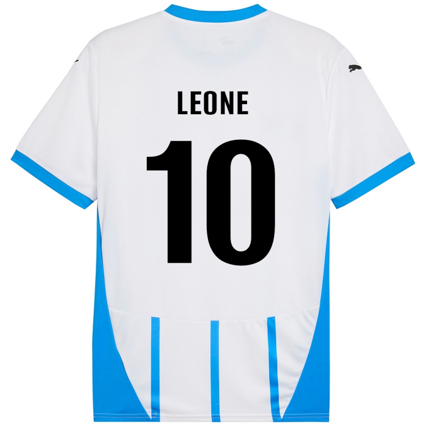 Niño Camiseta Kevin Leone #10 Blanco Azul 2ª Equipación 2024/25 La Camisa Perú