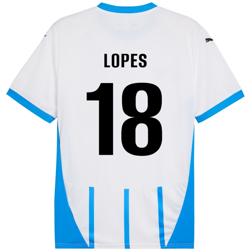 Niño Camiseta Emerick Lopes #18 Blanco Azul 2ª Equipación 2024/25 La Camisa Perú