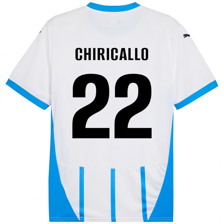 Niño Camiseta Giovanni Chiricallo #22 Blanco Azul 2ª Equipación 2024/25 La Camisa Perú