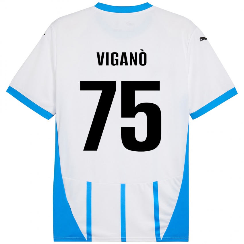 Niño Camiseta Lorenzo Viganò #75 Blanco Azul 2ª Equipación 2024/25 La Camisa Perú