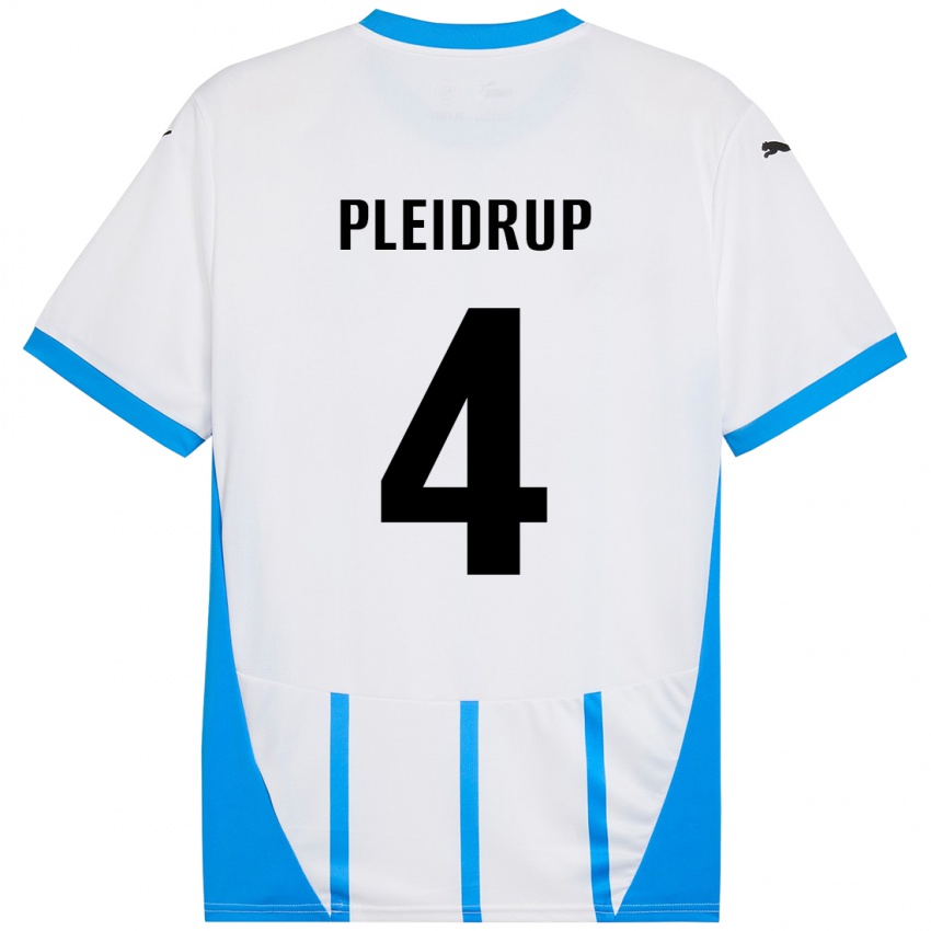 Niño Camiseta Caroline Pleidrup #4 Blanco Azul 2ª Equipación 2024/25 La Camisa Perú